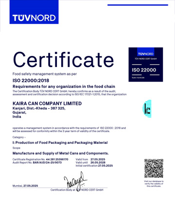 Certificate 22000 2018