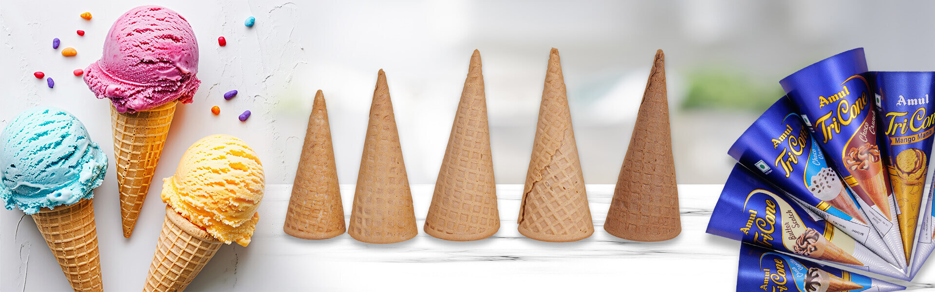 Sugar Cones and Sleeves for Ice Cream